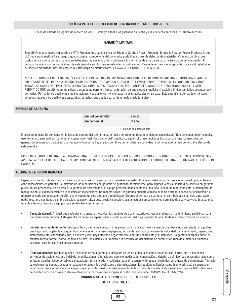Troy-Bilt M F 8 5 CT 30331 User Manual | Page 47 / 48