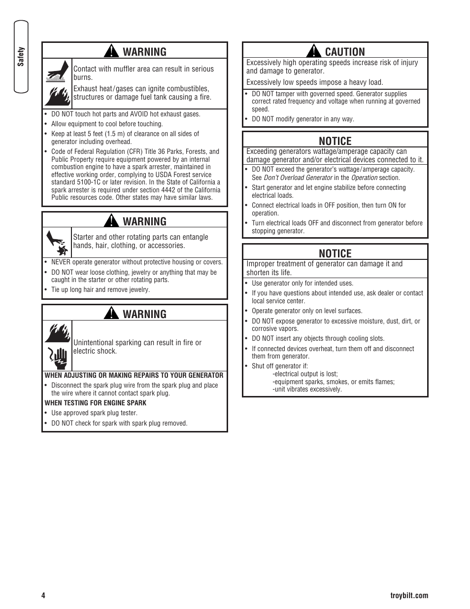 Warning, Caution, Notice | Troy-Bilt M F 8 5 CT 30331 User Manual | Page 6 / 48