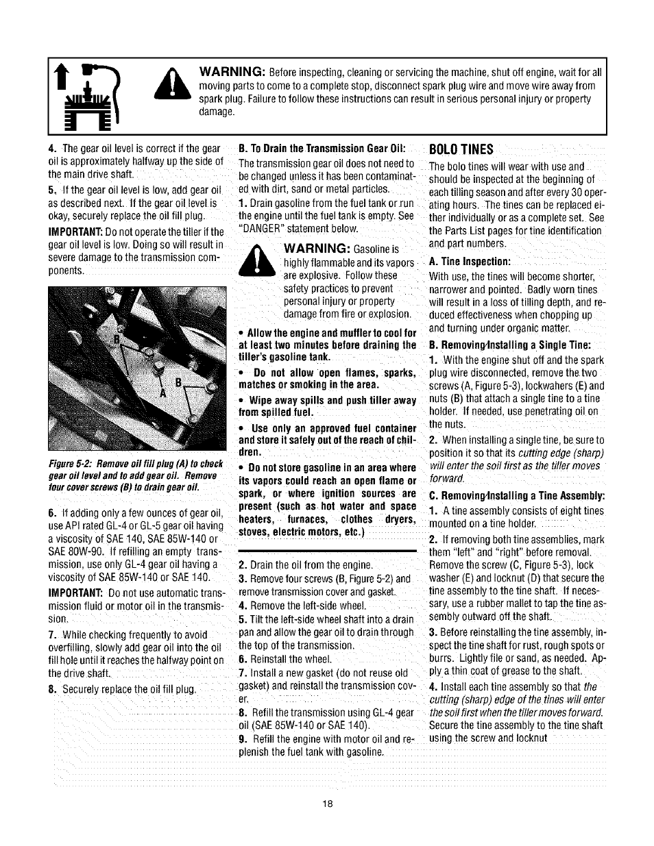 Warning | Troy-Bilt TUFFY 630C User Manual | Page 18 / 32