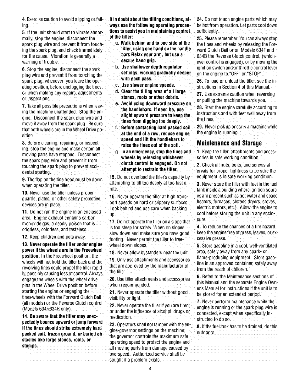 Maintenance and storage | Troy-Bilt TUFFY 630C User Manual | Page 4 / 32