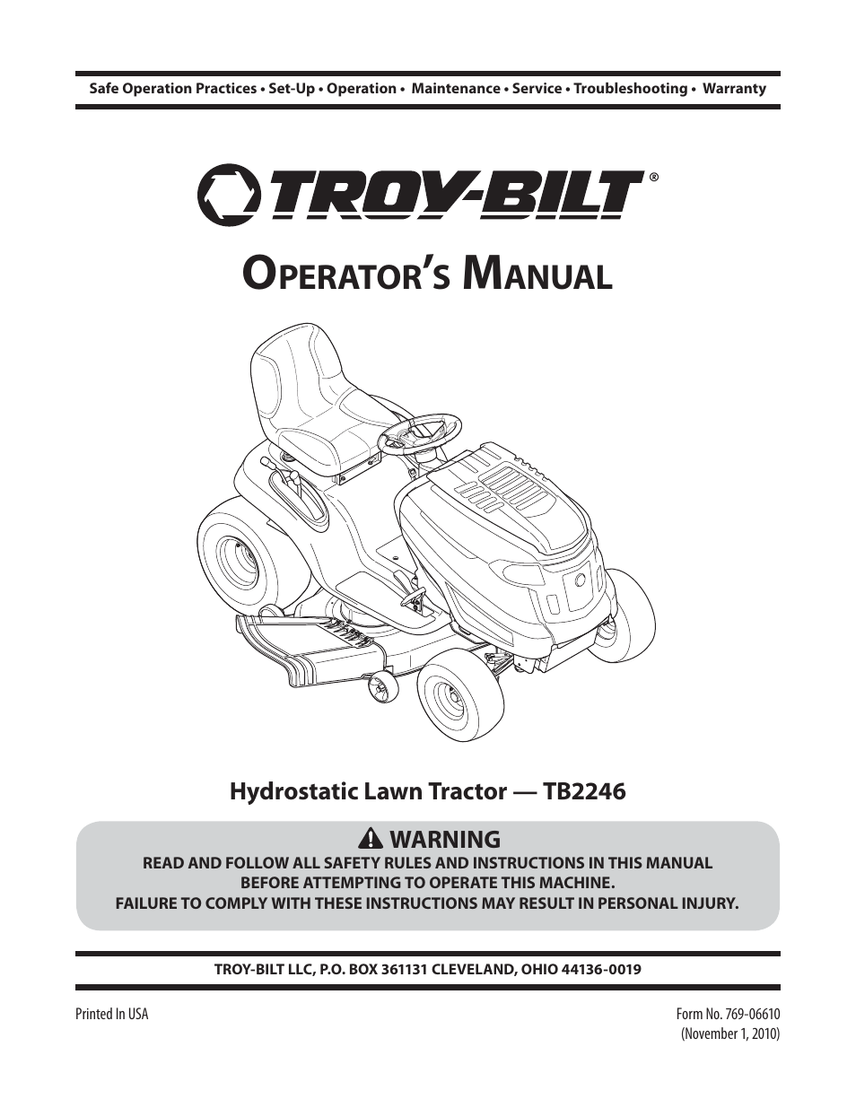 Troy-Bilt TB2246 User Manual | 36 pages