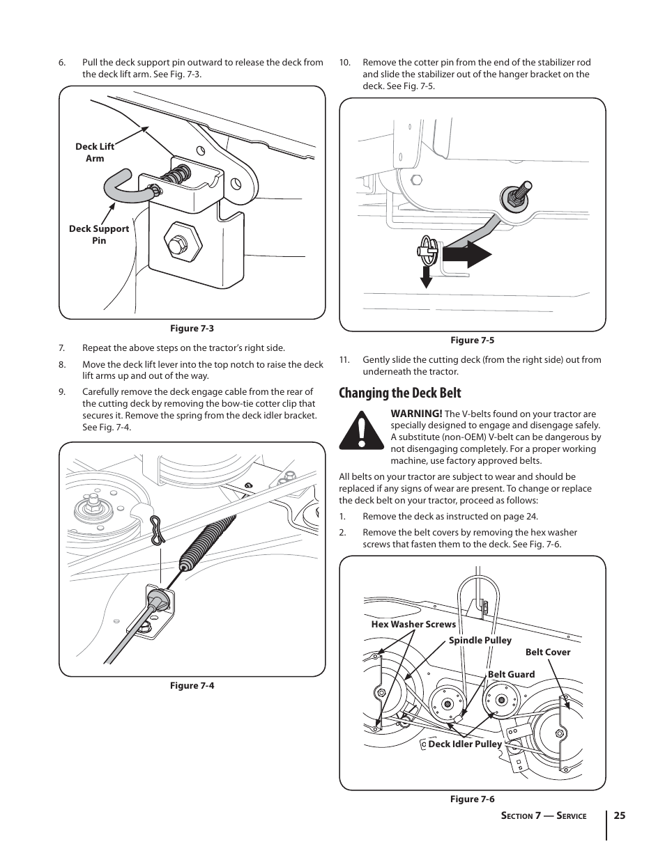 Changing the deck belt | Troy-Bilt TB2246 User Manual | Page 25 / 36
