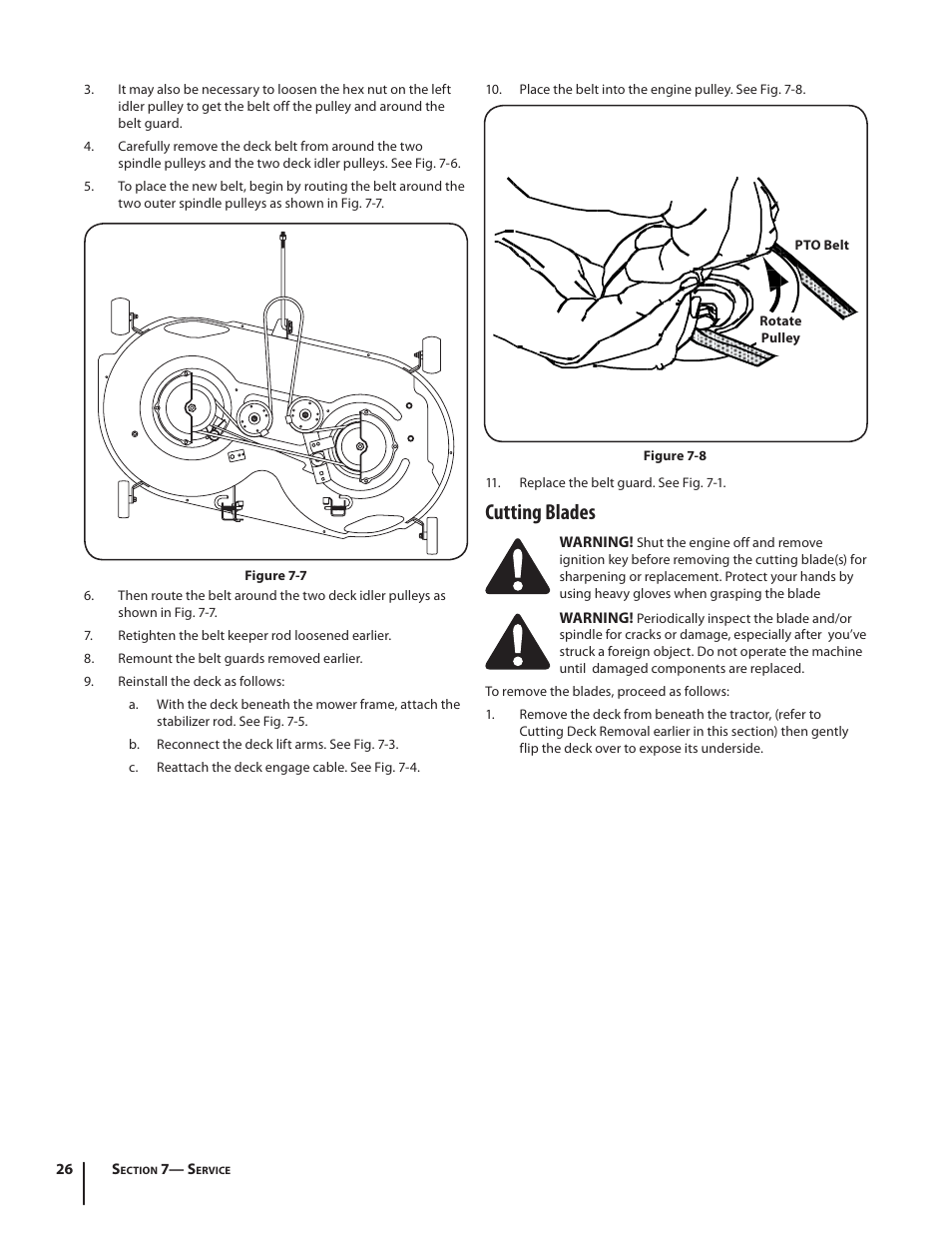 Cutting blades | Troy-Bilt TB2246 User Manual | Page 26 / 36