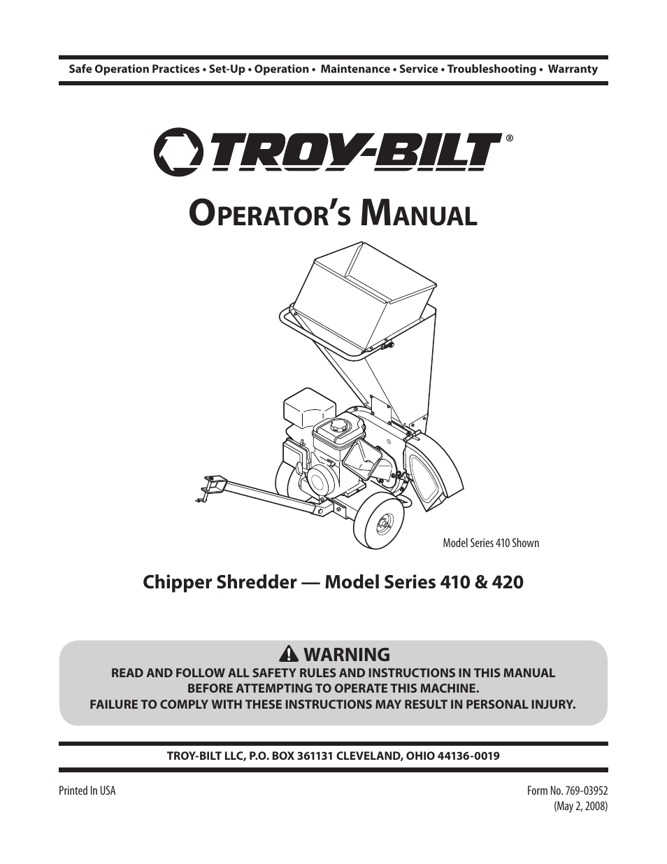 Troy-Bilt 420 User Manual | 40 pages