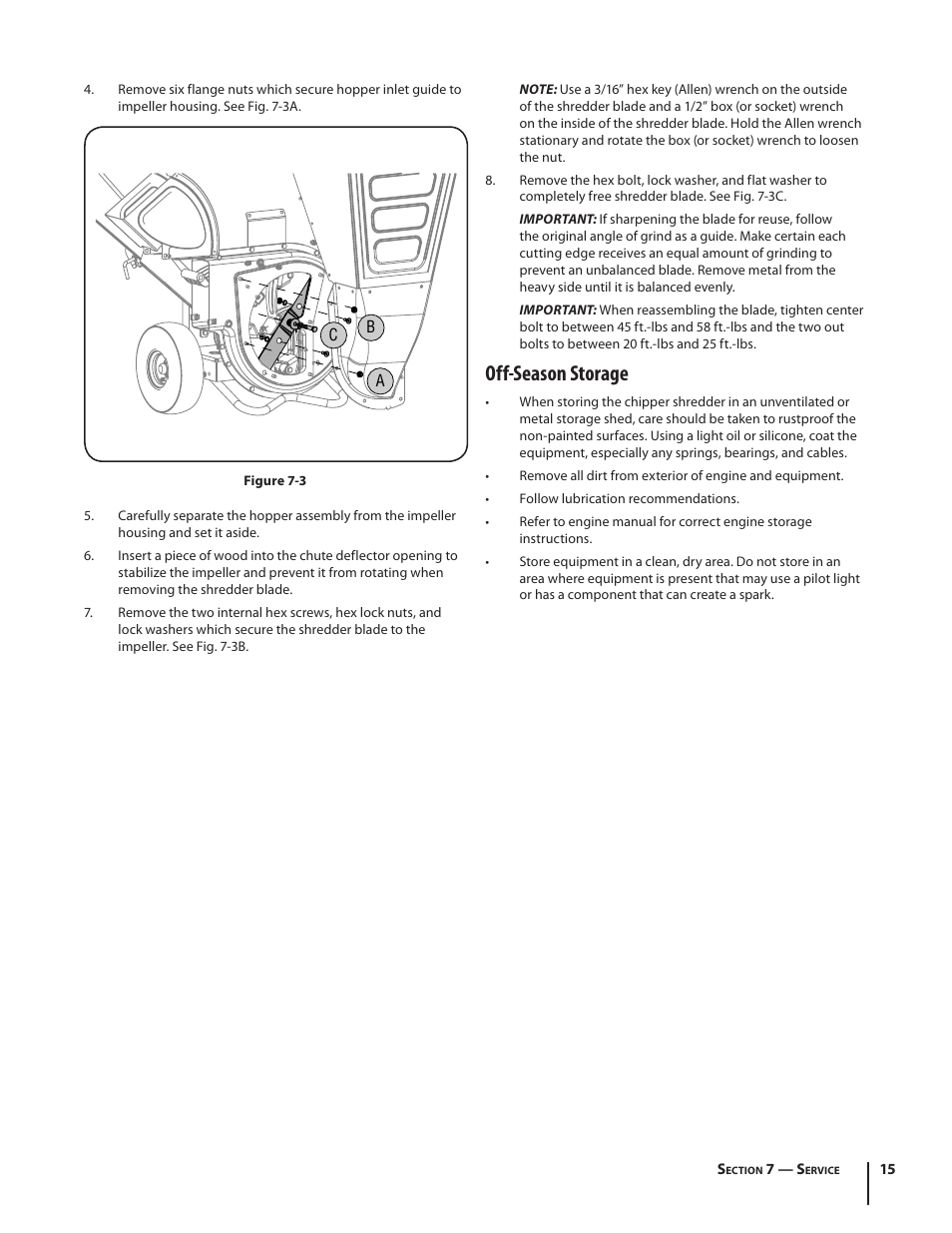 Off-season storage | Troy-Bilt 420 User Manual | Page 15 / 40