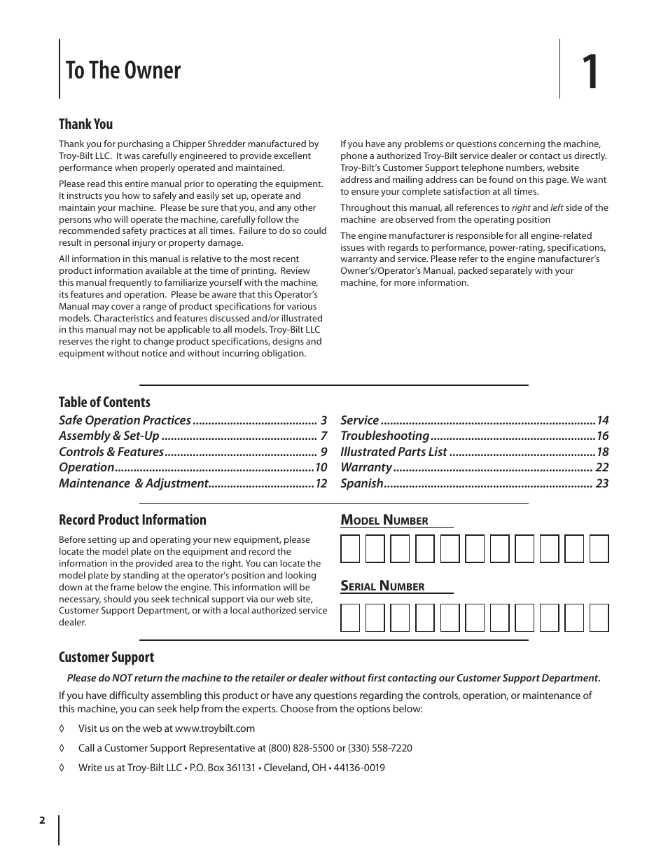Troy-Bilt 420 User Manual | Page 2 / 40
