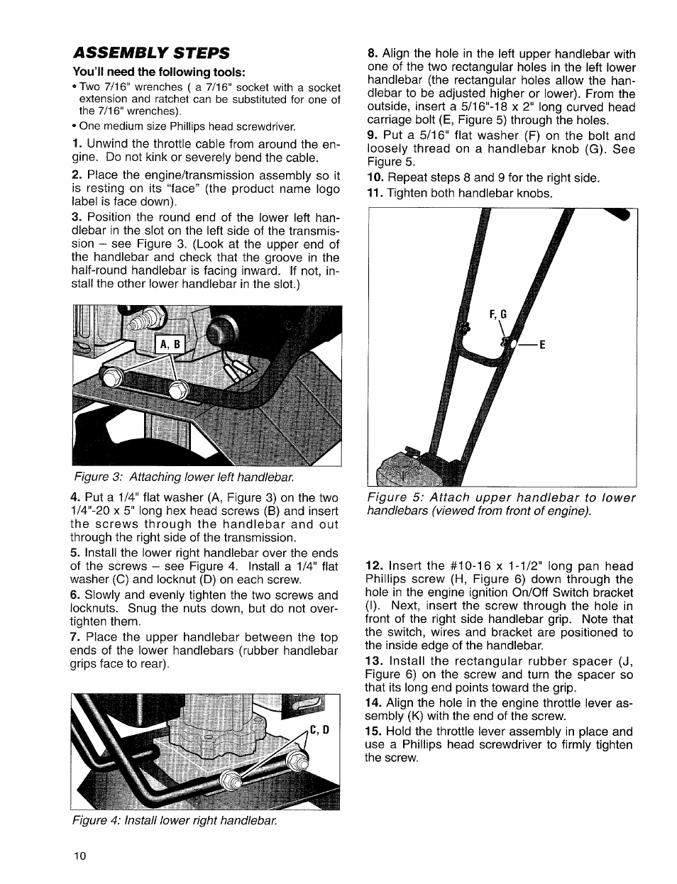 Assembly steps | Troy-Bilt 12157 User Manual | Page 10 / 24