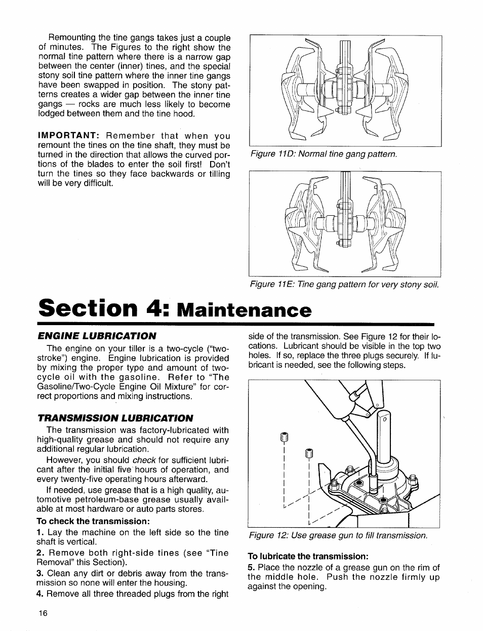 Maintenance | Troy-Bilt 12157 User Manual | Page 16 / 24