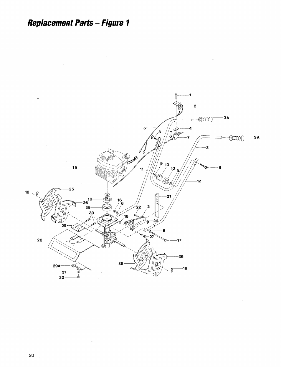 Replacement parts - figure 1 | Troy-Bilt 12157 User Manual | Page 20 / 24