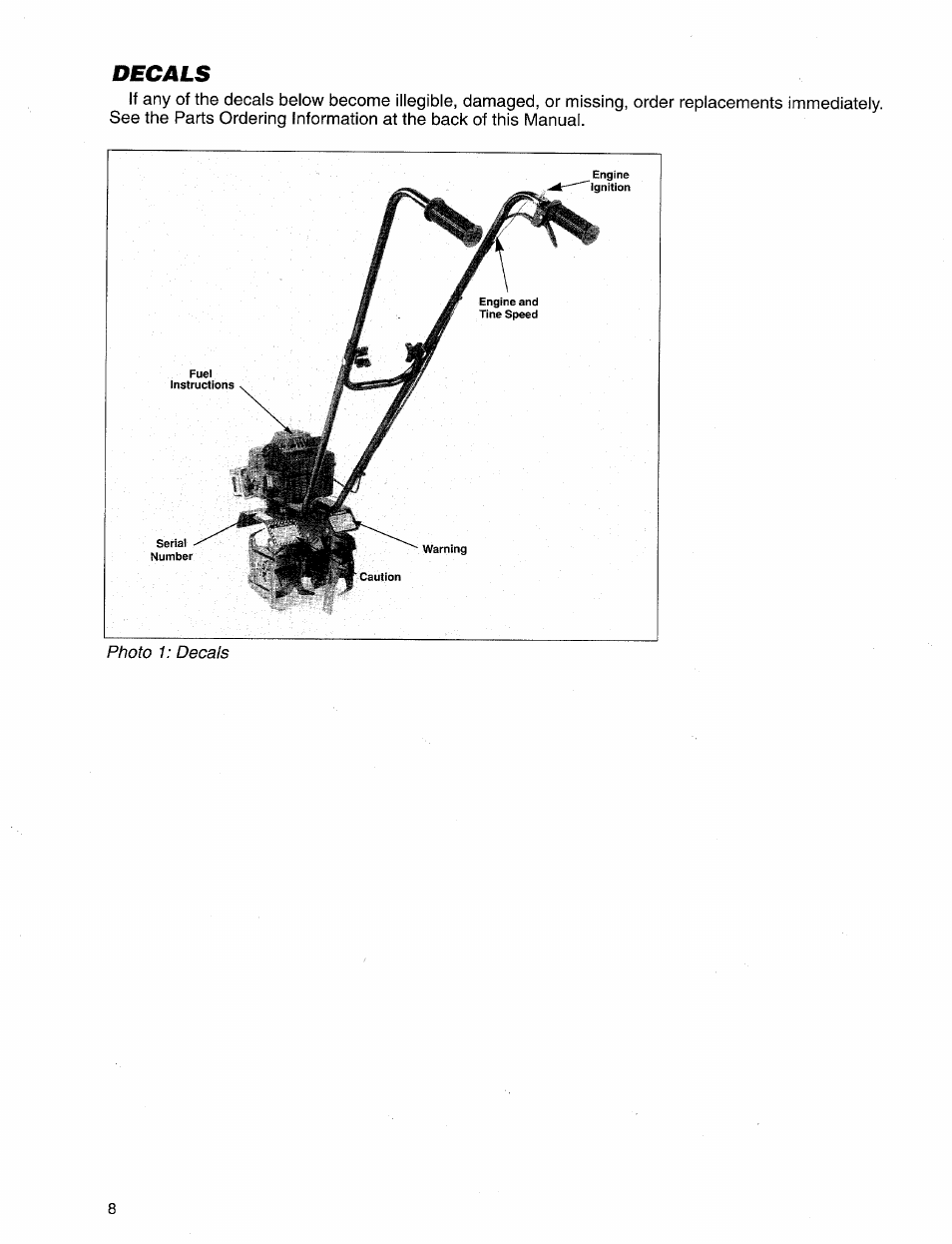 Decals | Troy-Bilt 12157 User Manual | Page 8 / 24