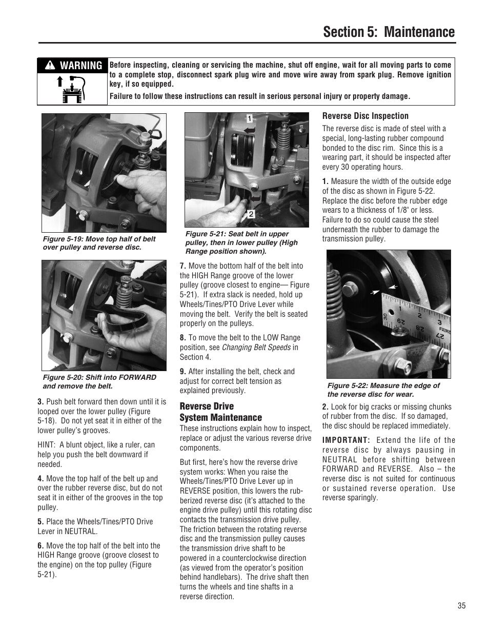 Warning | Troy-Bilt E682L-Horse User Manual | Page 35 / 64