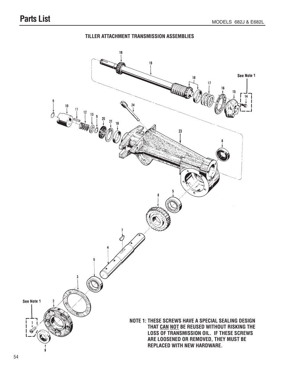 Parts list | Troy-Bilt E682L-Horse User Manual | Page 54 / 64