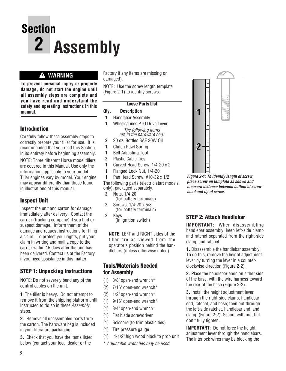 Assembly | Troy-Bilt E682L-Horse User Manual | Page 6 / 64