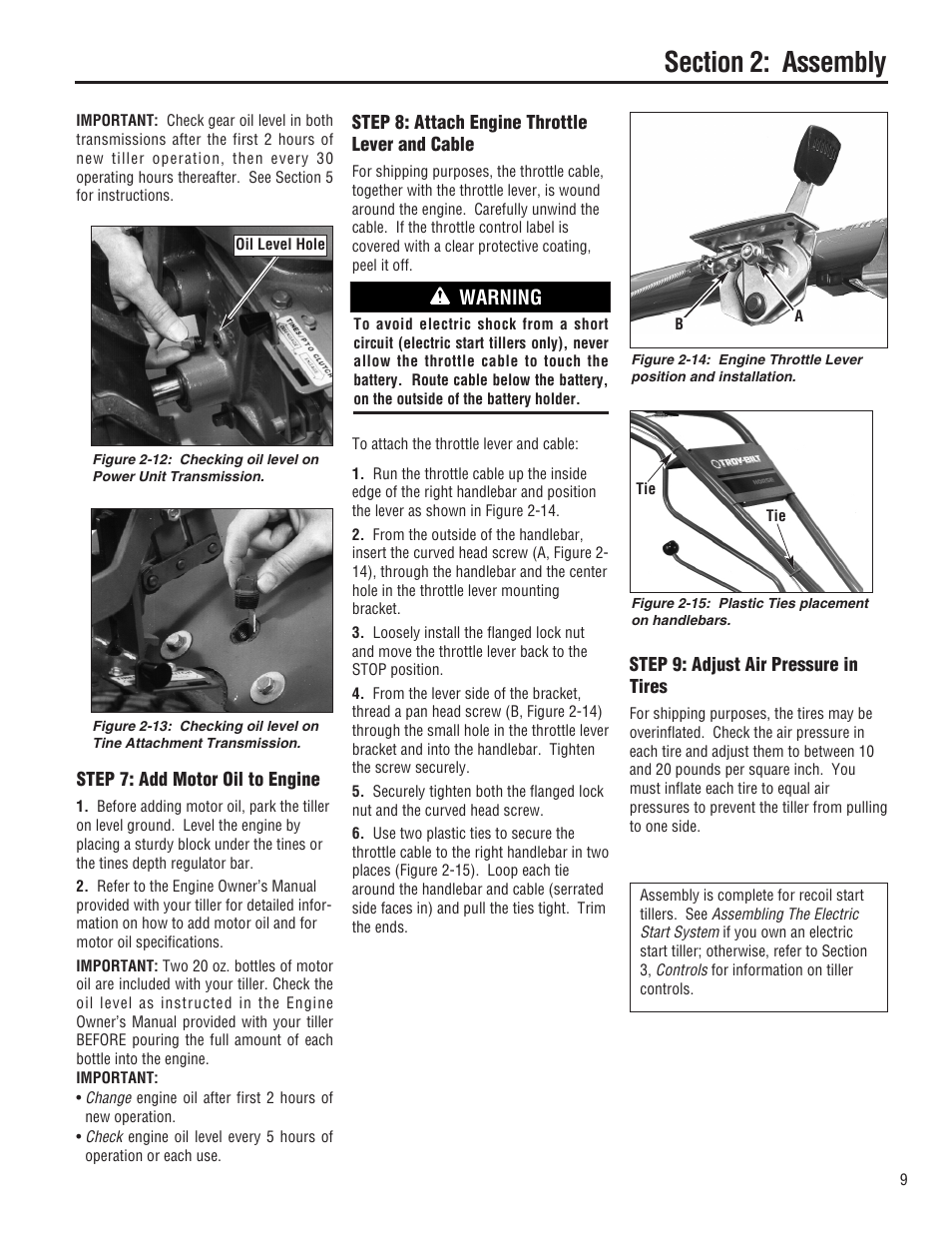 Warning | Troy-Bilt E682L-Horse User Manual | Page 9 / 64