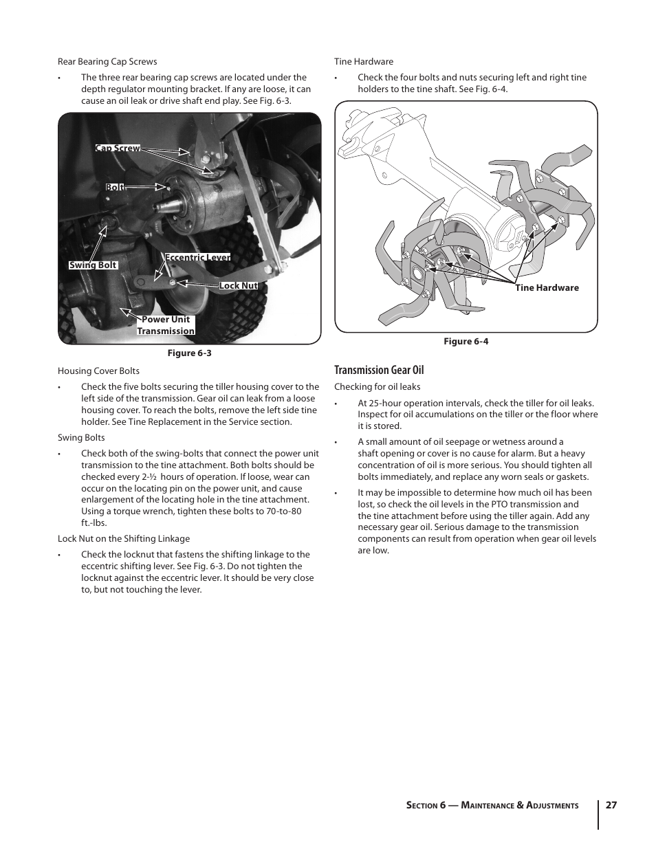 Transmission gear oil | Troy-Bilt 682 User Manual | Page 27 / 44