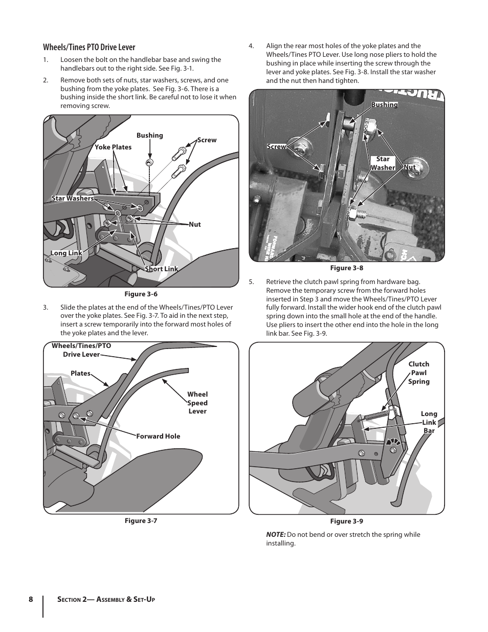 Wheels/tines pto drive lever | Troy-Bilt 682 User Manual | Page 8 / 44