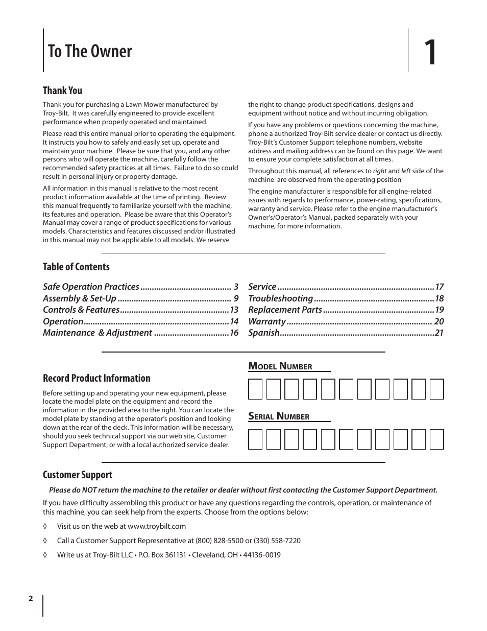 Troy-Bilt TB130 User Manual | Page 2 / 40