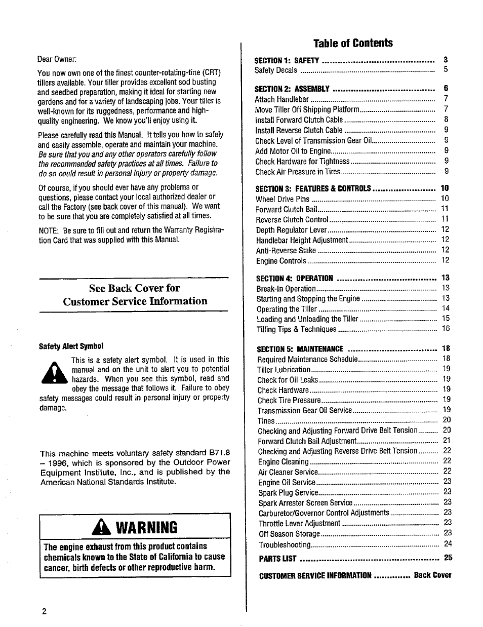 Troy-Bilt 12214-5.5HP User Manual | Page 2 / 36
