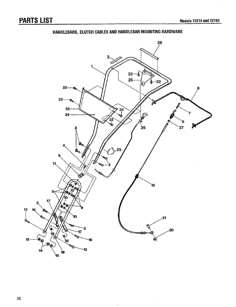 Parts list | Troy-Bilt 12214-5.5HP User Manual | Page 26 / 36