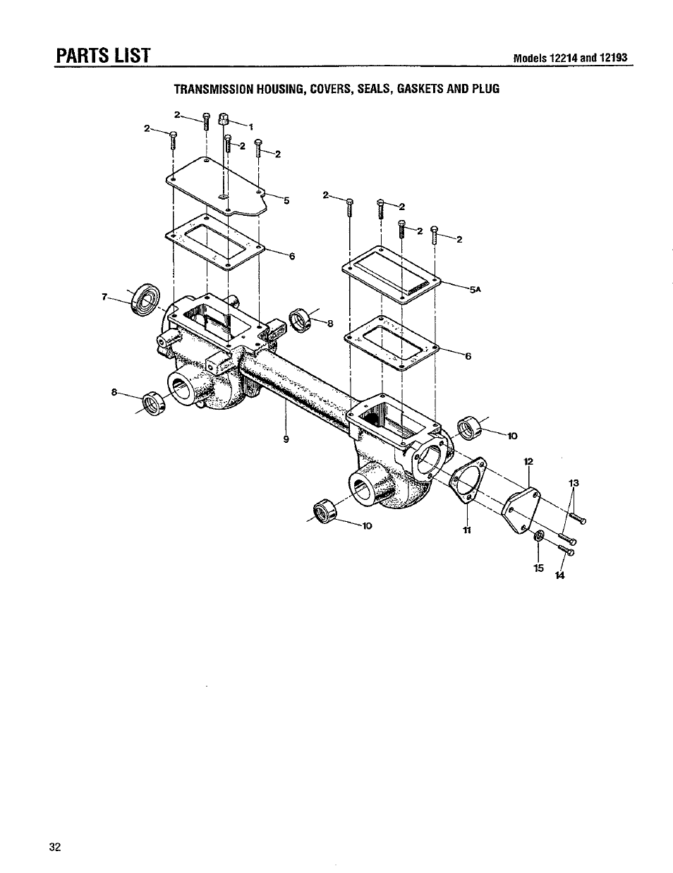 Parts list | Troy-Bilt 12214-5.5HP User Manual | Page 32 / 36