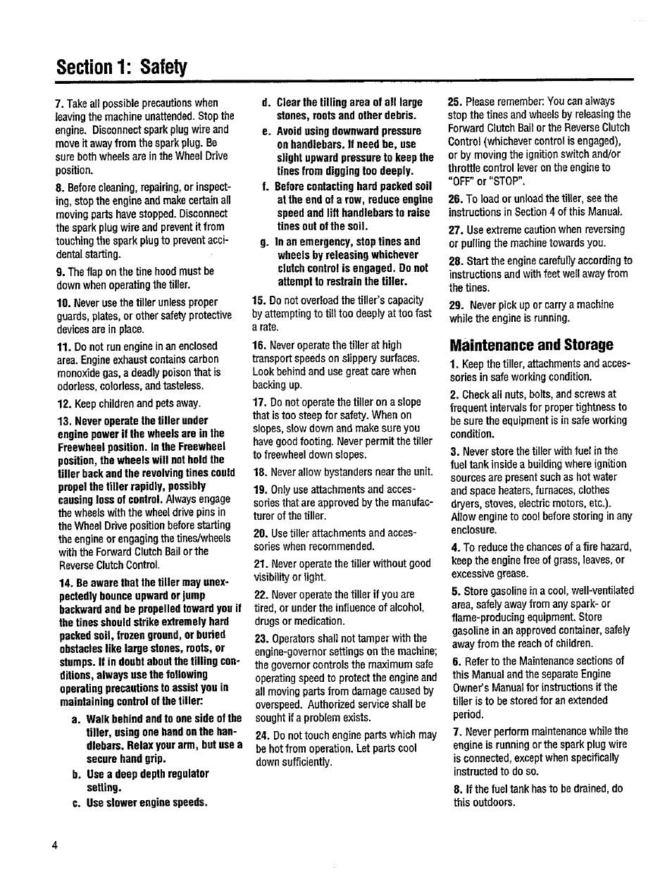 Maintenance and stoiage | Troy-Bilt 12214-5.5HP User Manual | Page 4 / 36