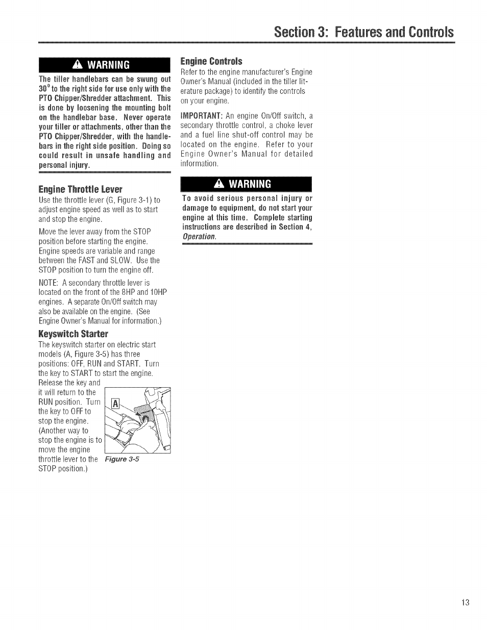 A warning | Troy-Bilt 682J User Manual | Page 13 / 64