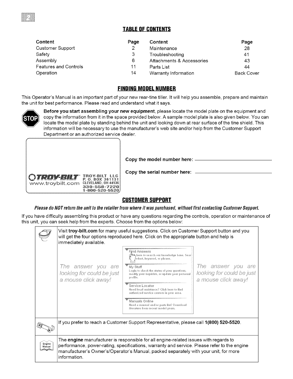 Troy-Bilt 682J User Manual | Page 2 / 64
