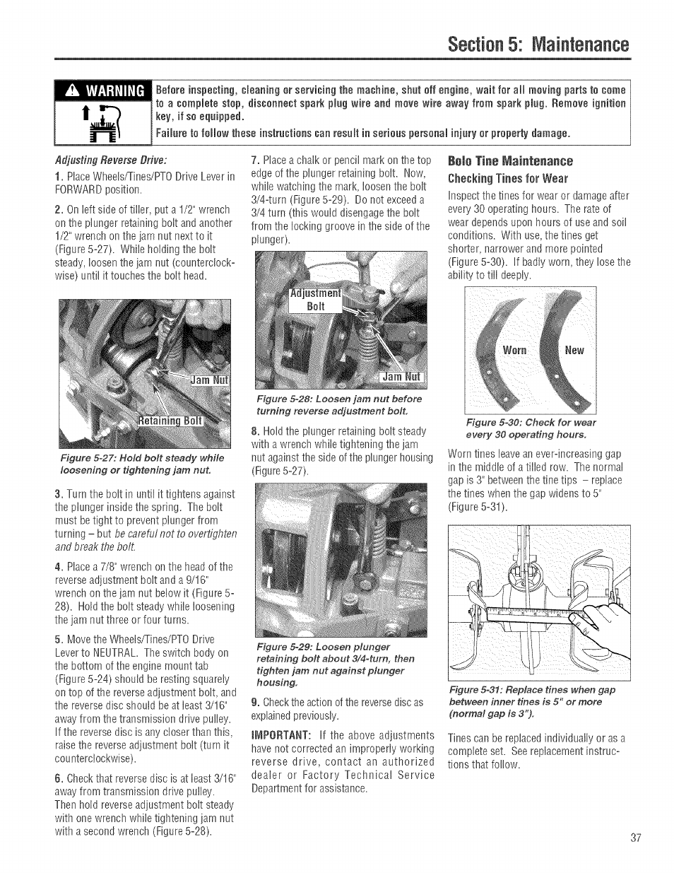 Boli tine maiitenance | Troy-Bilt 682J User Manual | Page 37 / 64