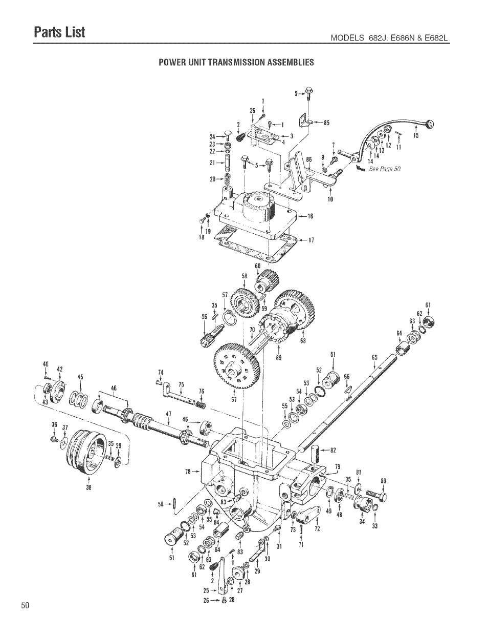 Parts list | Troy-Bilt 682J User Manual | Page 50 / 64