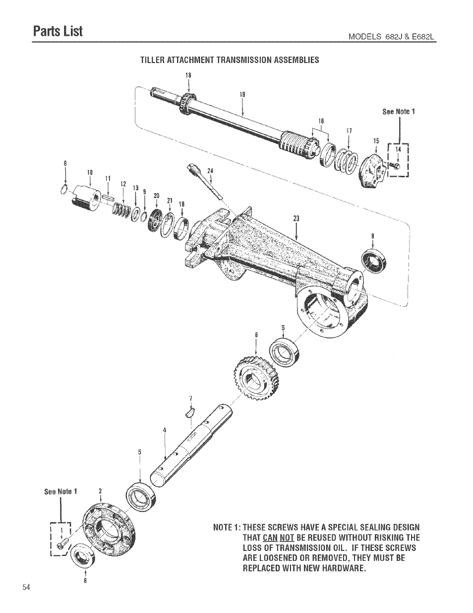 Parts list | Troy-Bilt 682J User Manual | Page 54 / 64
