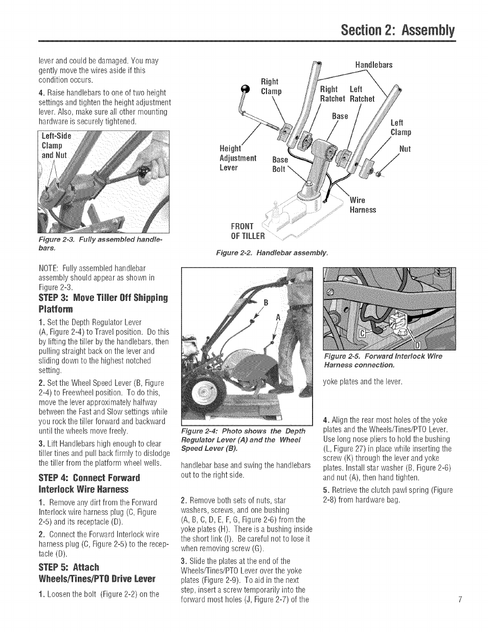 Tiller off shippini platfim, Step 4: cinnect firwafil literlick wire hariess, Step 5: attaci wleels/fines/pto drive lever | Troy-Bilt 682J User Manual | Page 7 / 64