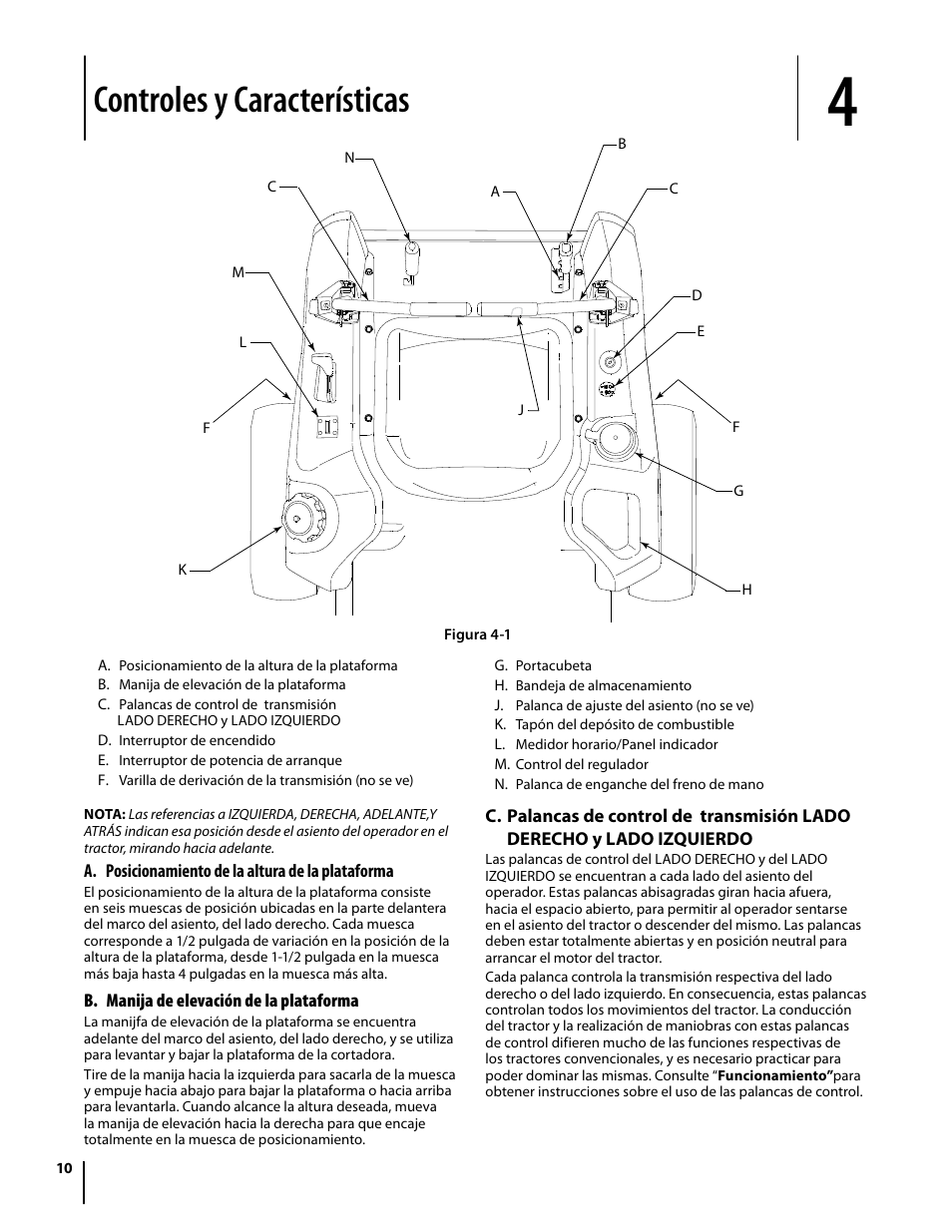 Controles y características | Troy-Bilt Colt RZT User Manual | Page 46 / 72
