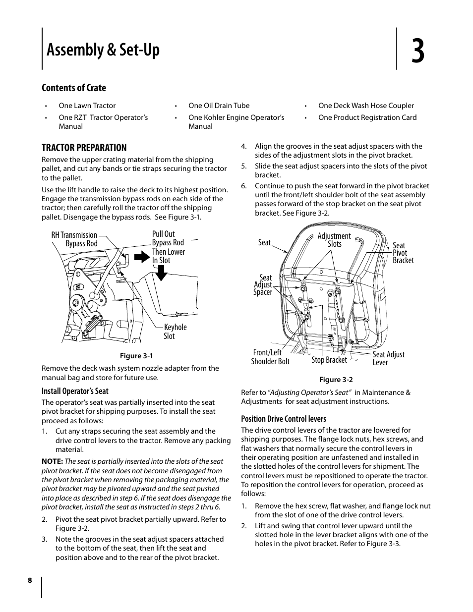 Assembly & set-up | Troy-Bilt Colt RZT User Manual | Page 8 / 72