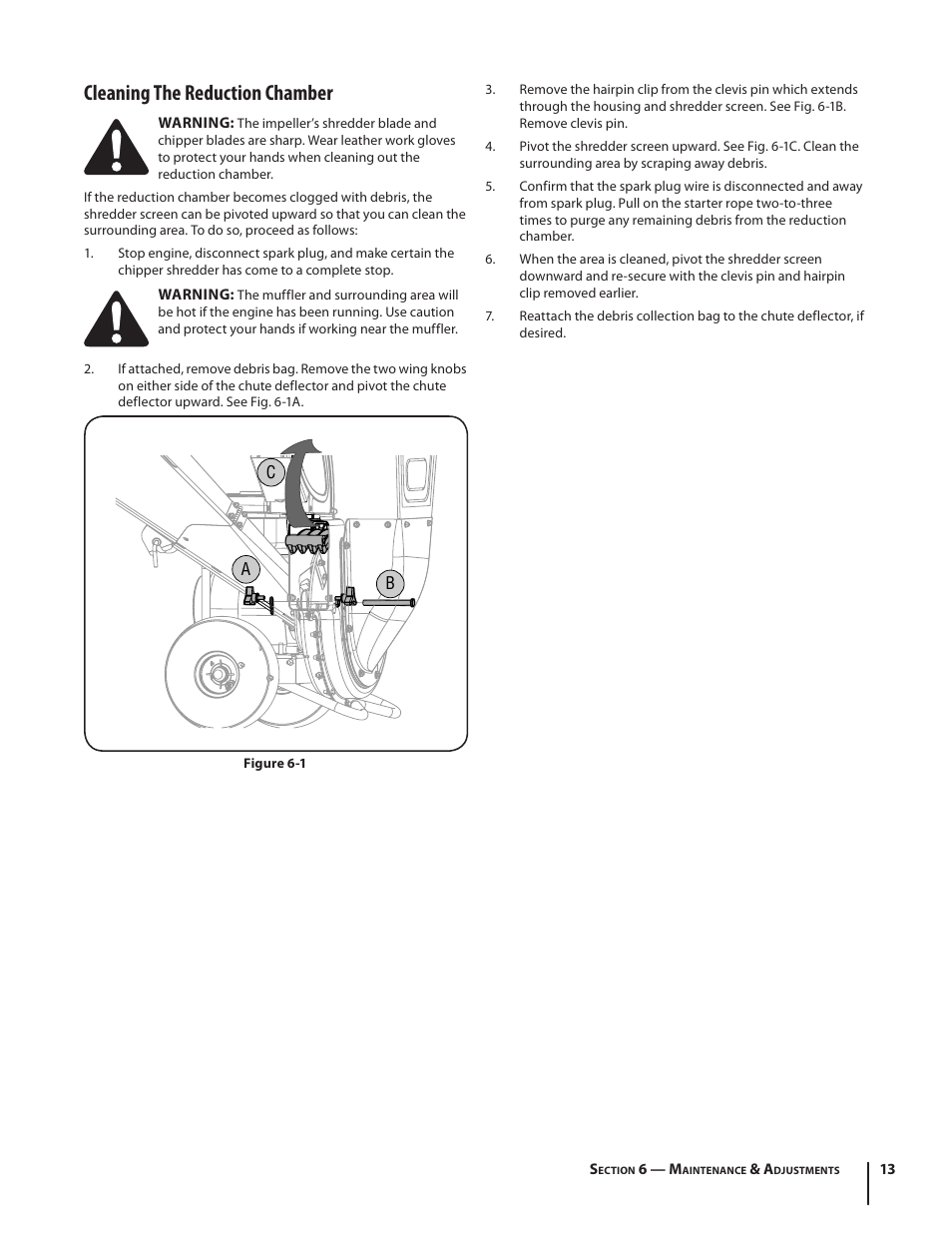 Cleaning the reduction chamber | Troy-Bilt 410 User Manual | Page 13 / 40