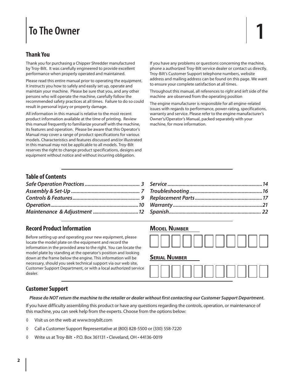 Troy-Bilt 410 User Manual | Page 2 / 40