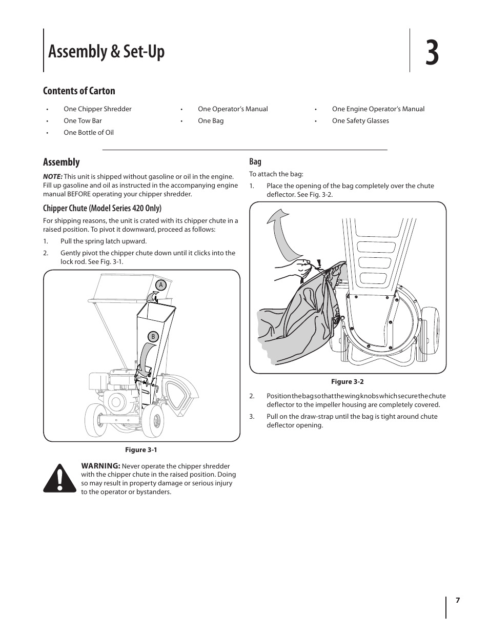 Assembly & set-up, Contents of carton, Assembly | Troy-Bilt 410 User Manual | Page 7 / 40