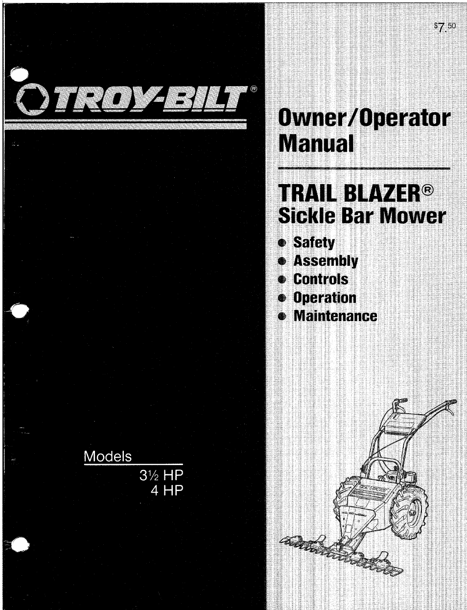 Troy-Bilt 31/2 HP User Manual | 48 pages