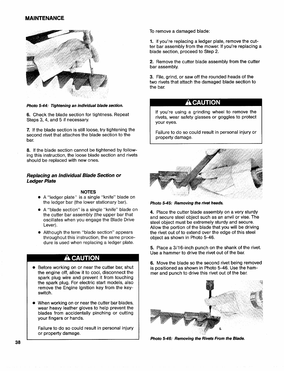 A caution | Troy-Bilt 31/2 HP User Manual | Page 40 / 48