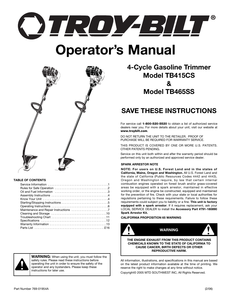 Troy-Bilt TB465SS User Manual | 48 pages