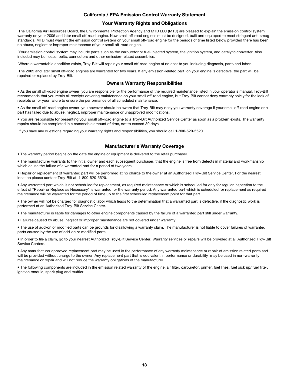 Troy-Bilt TB465SS User Manual | Page 13 / 48