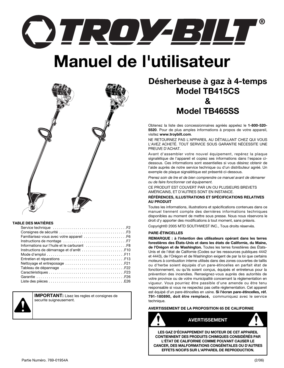Manuel de l'utilisateur | Troy-Bilt TB465SS User Manual | Page 15 / 48