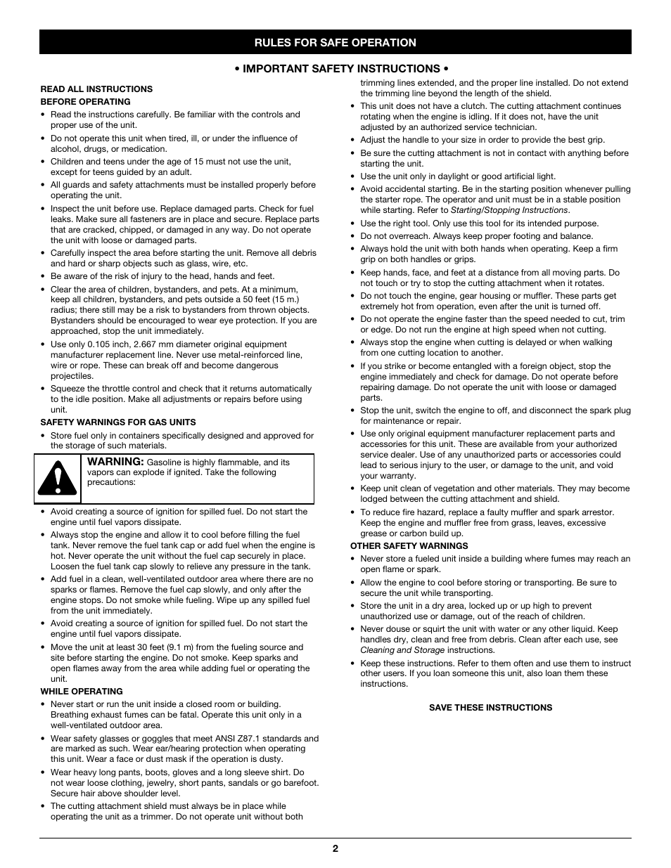Troy-Bilt TB465SS User Manual | Page 2 / 48