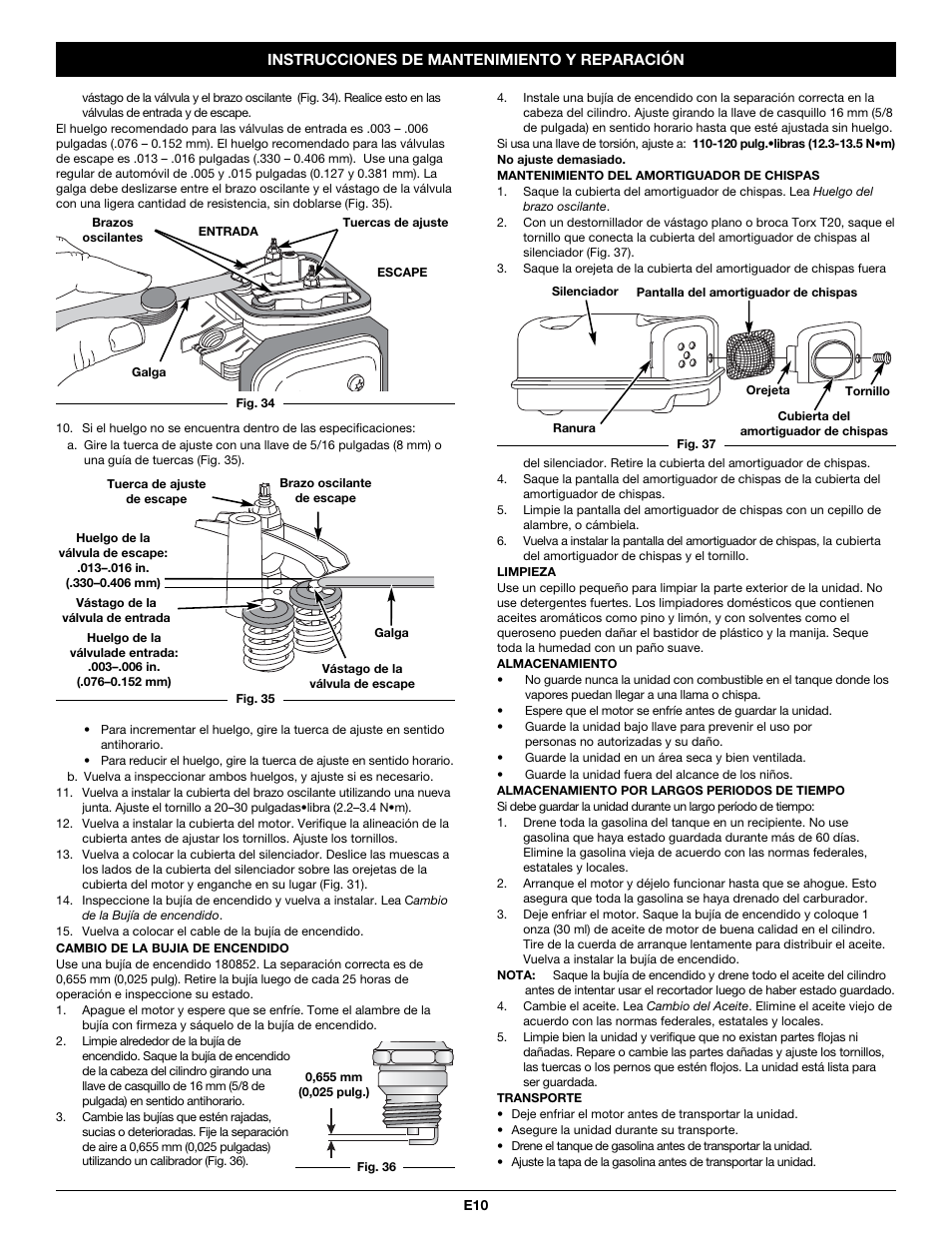 Troy-Bilt TB465SS User Manual | Page 38 / 48