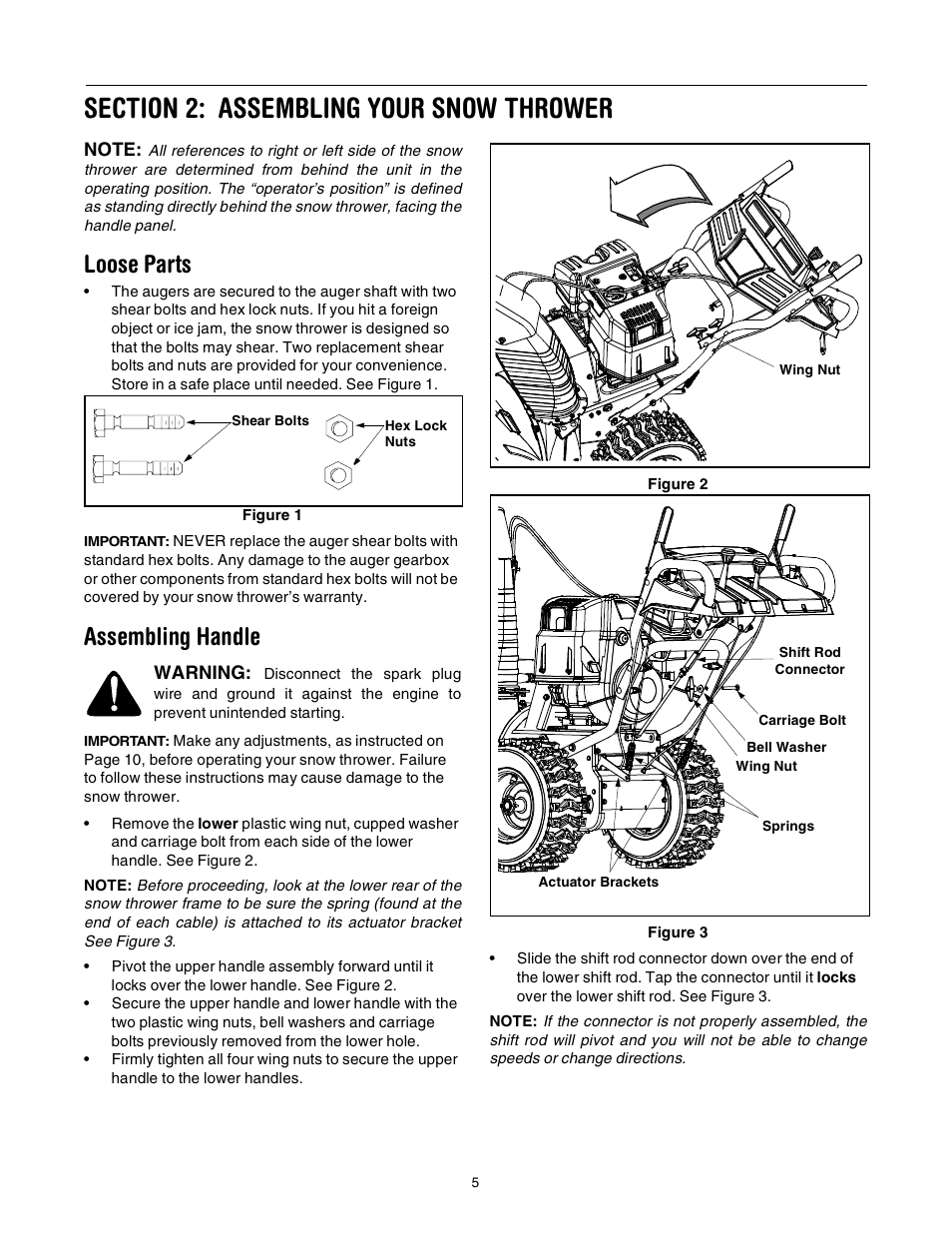 Loose parts, Assembling handle | Troy-Bilt Polar Blast 10530 User Manual | Page 5 / 28