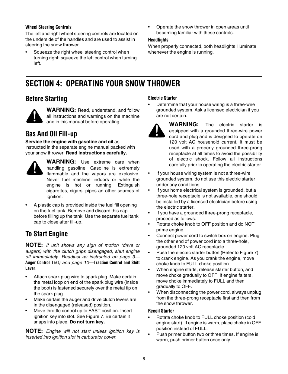 Before starting, Gas and oil fill-up | Troy-Bilt Polar Blast 10530 User Manual | Page 8 / 28