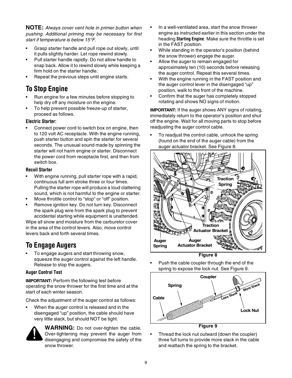 Warning | Troy-Bilt Polar Blast 10530 User Manual | Page 9 / 28