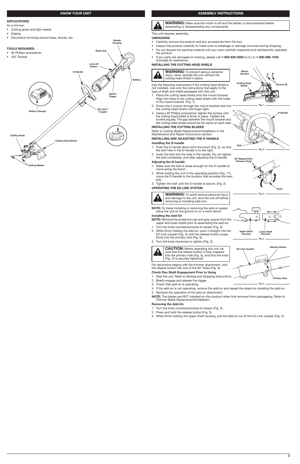 Warning, Caution | Troy-Bilt 20 Volt Lithium-Ion Battery-Powered Trimmer TB60AF User Manual | Page 3 / 16