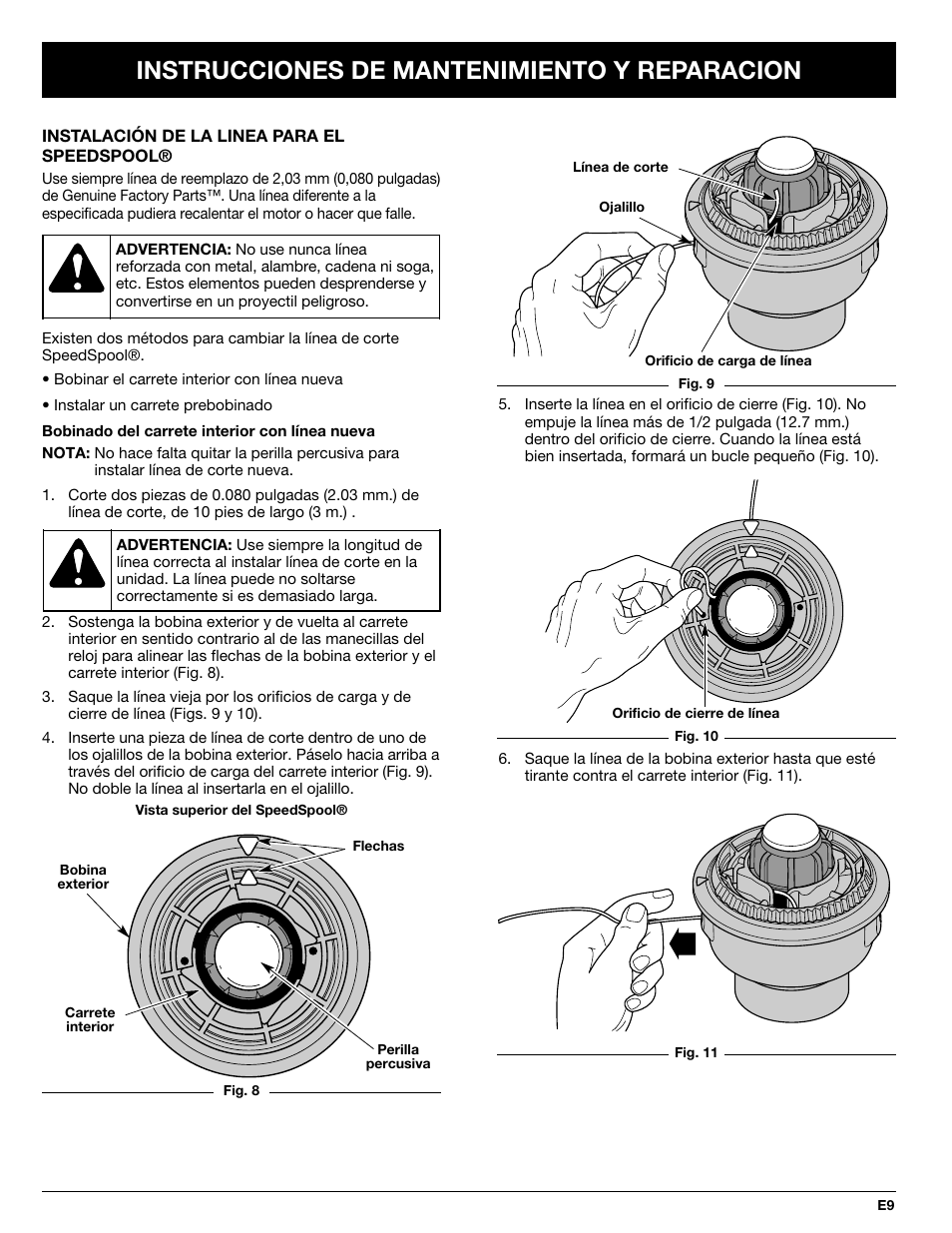 Instrucciones de mantenimiento y reparacion | Troy-Bilt TBSS User Manual | Page 41 / 48