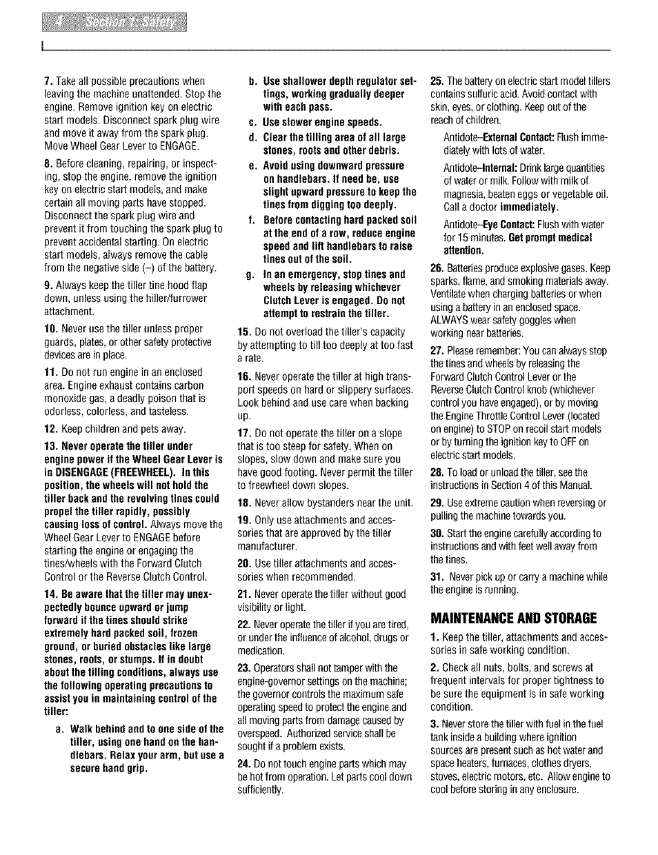 Maintenance and storage | Troy-Bilt PONY E666M User Manual | Page 4 / 40