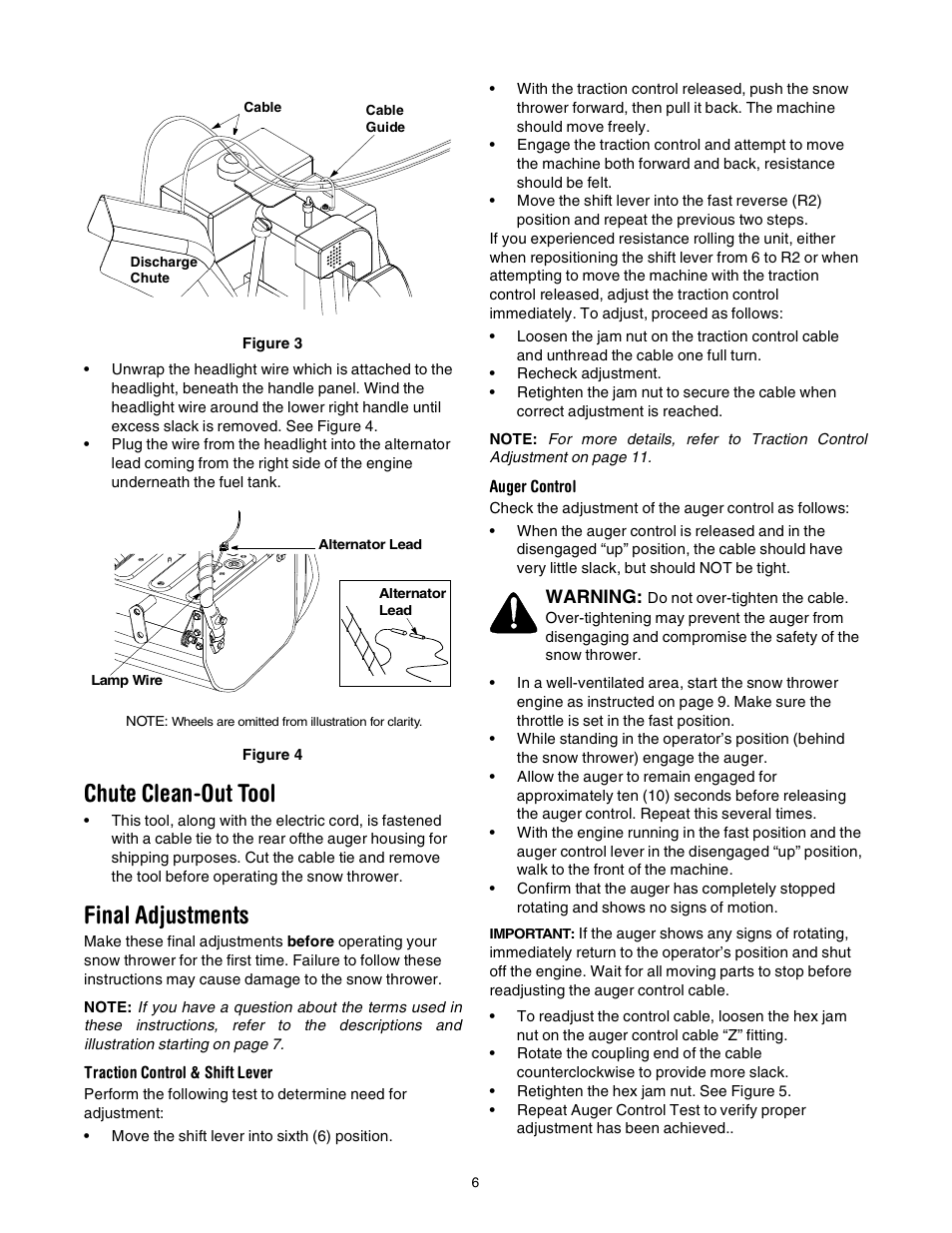 Chute clean-out tool, Final adjustments | Troy-Bilt 10030 User Manual | Page 6 / 29